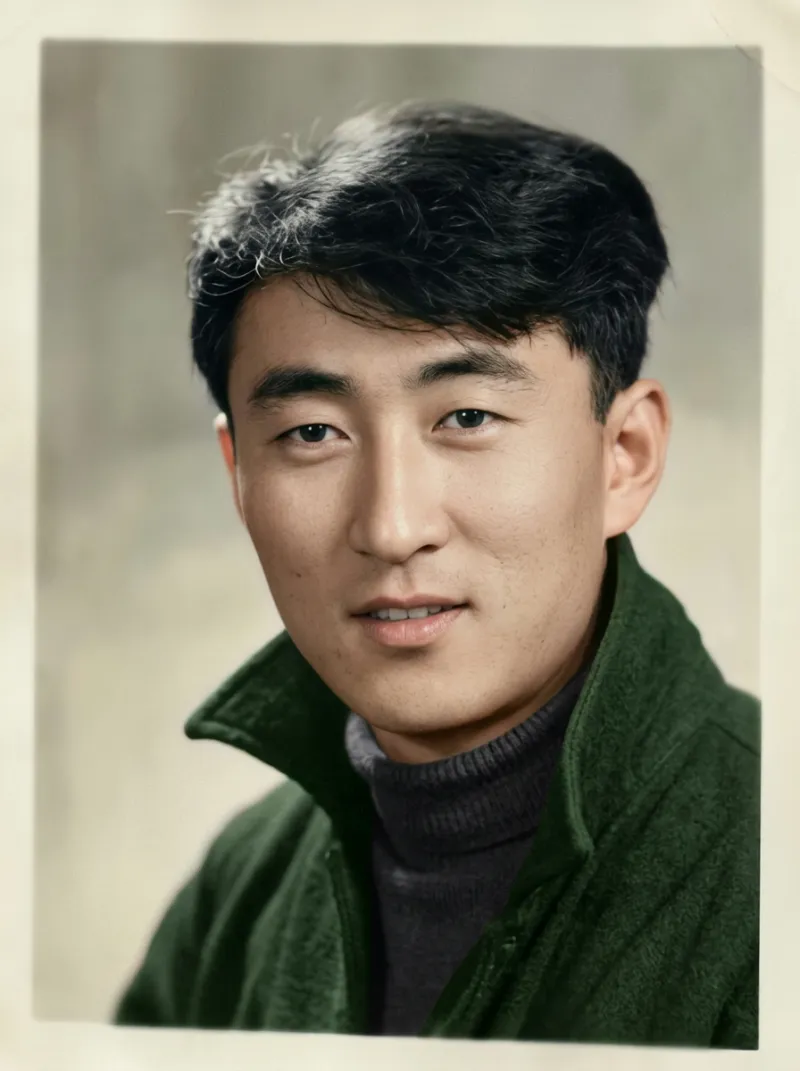 Clear repaired vintage photo after AI photo restoration